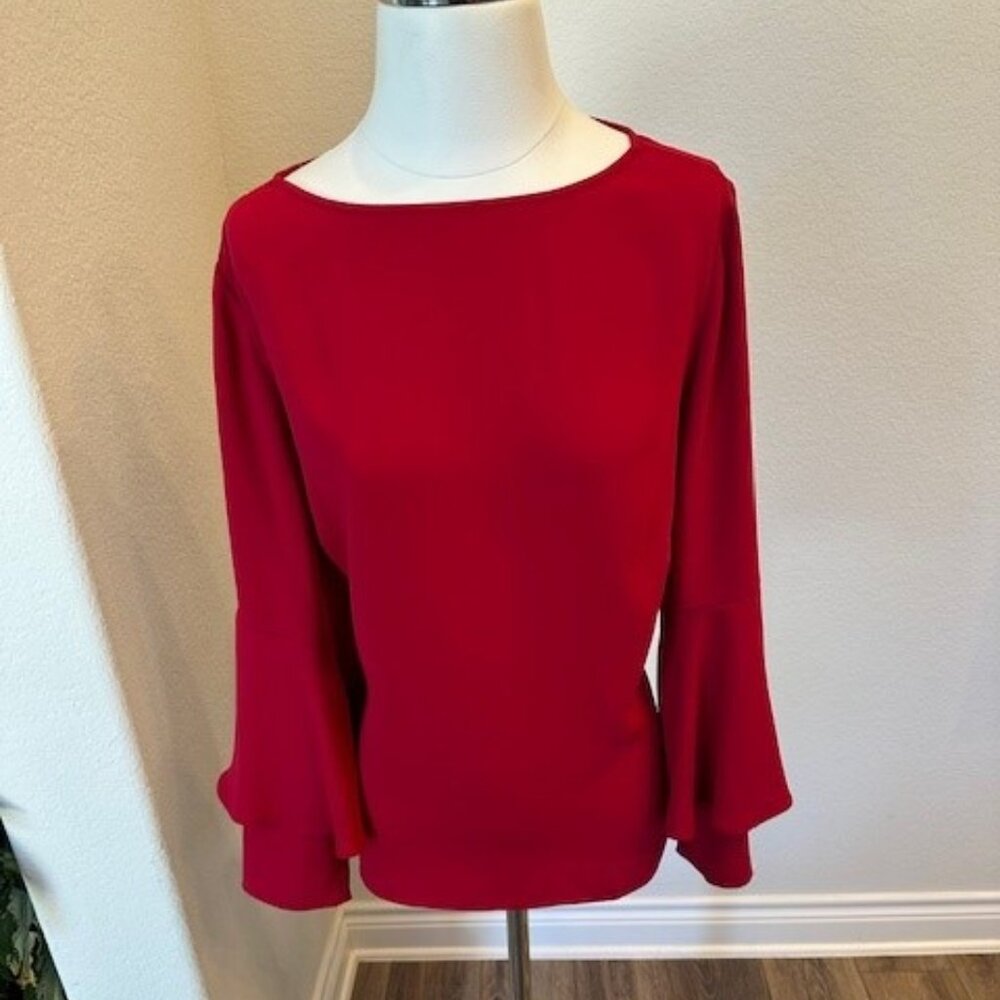 Womens Red Bell Sleeved Chicos Pullover Top Size 2